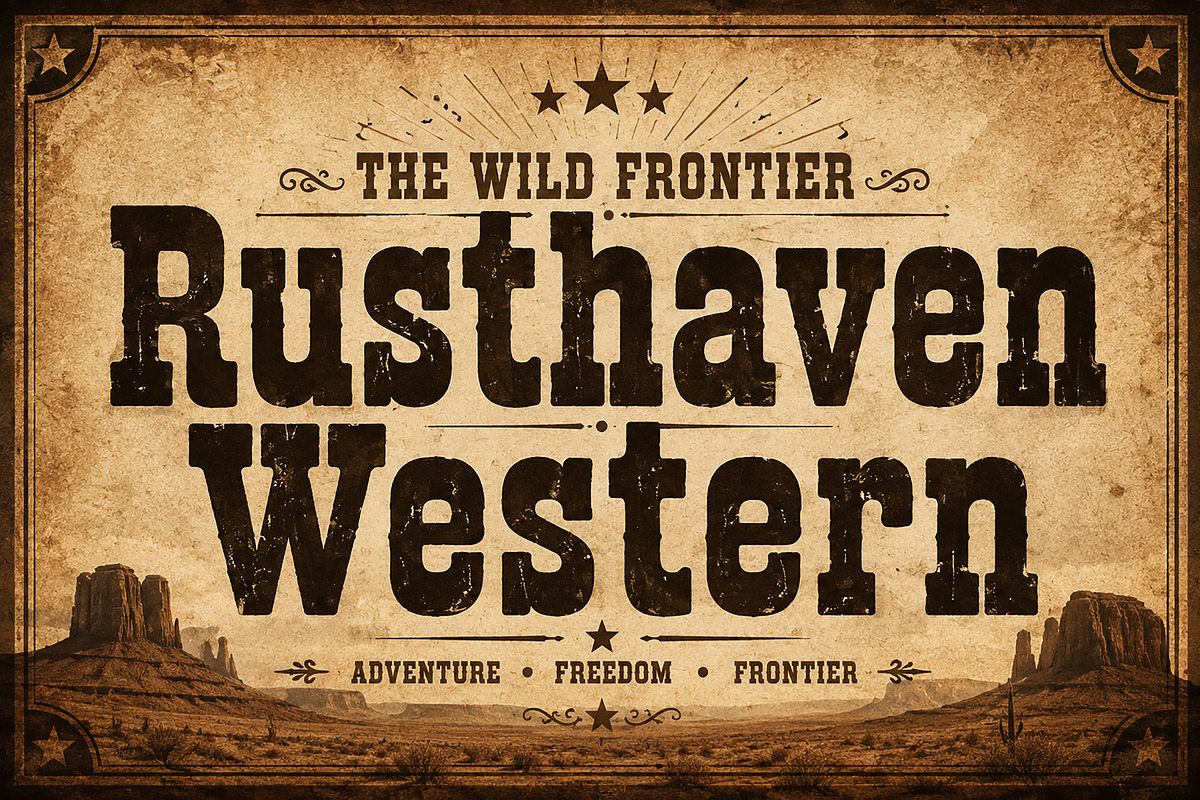 Rusthaven Western - Slab Serif Font, a Sans Serif Font by Wow Magic (Photo 4 of 4)