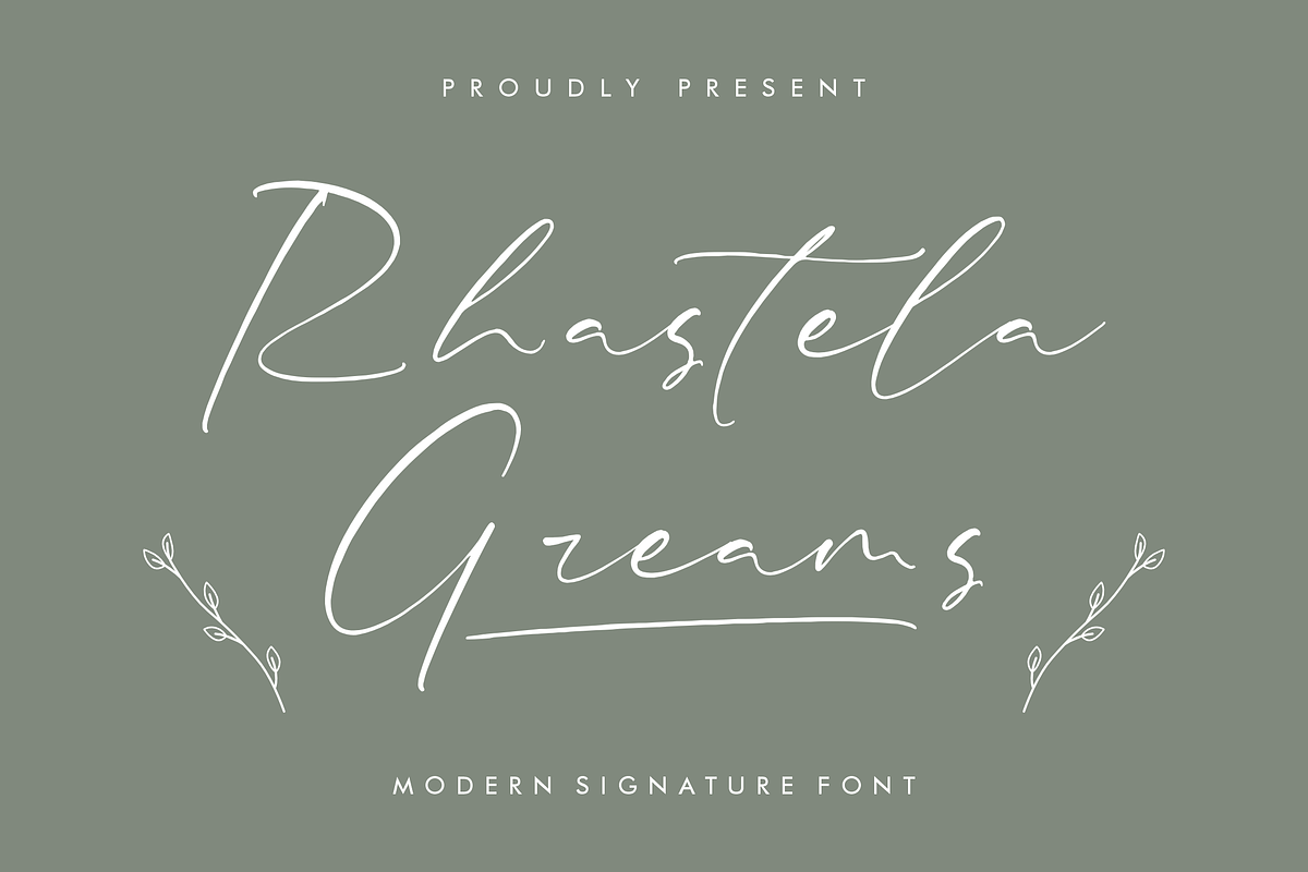 Rhastela Greams Modern Signature, a Script Font by Storytype Studio (Photo 1 of 15)