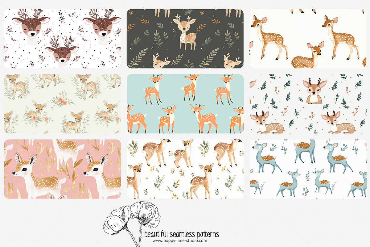 70 (kids) deer seamless pattern, a Pattern Graphic by Poppy Lane Studio (Photo 8 of 10)