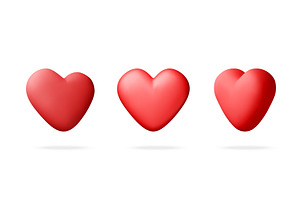 Set of 3d red hearts in different, an Object Illustration by Abscent