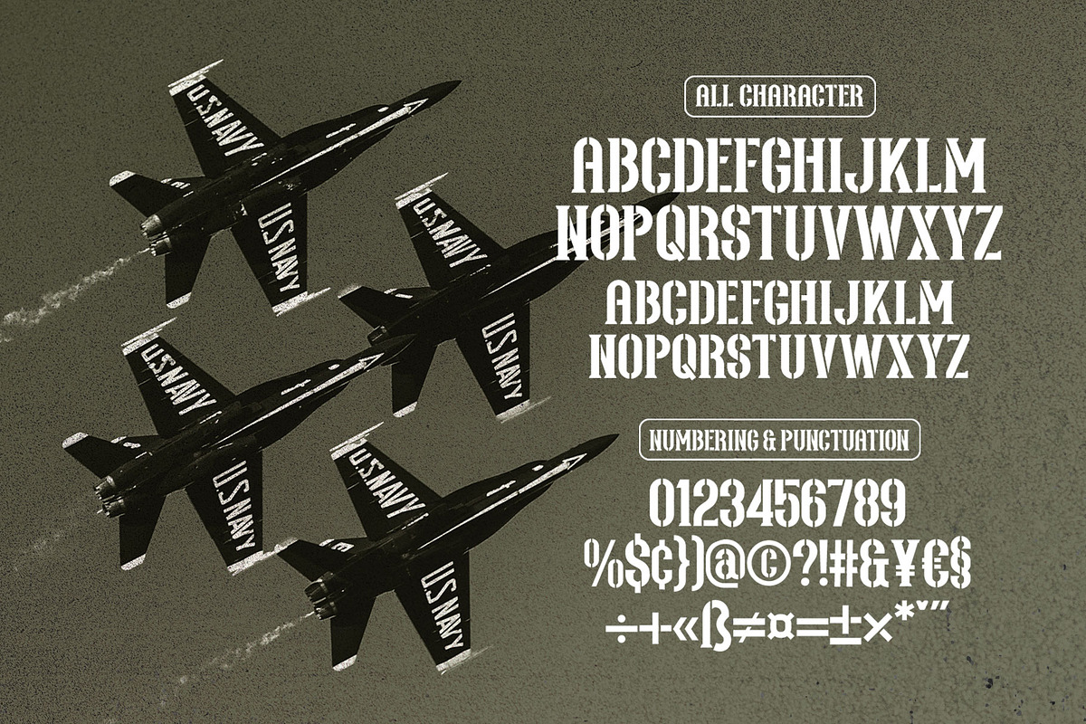 Northas - Vintage Stencil, a Font by Arterfak Project (Photo 6 of 11)