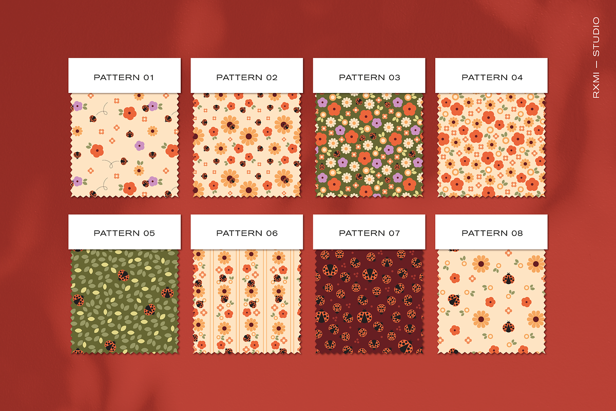 Ladybugs and Flowers Pattern Set, a Pattern Graphic by Rxmi Studio (Photo 8 of 10)