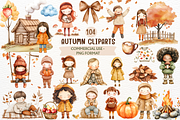 Cute Watercolor Autumn PNG Clipart, a Person Illustration by SugarCloudStudioArt (Thumbnail 1 of 6)