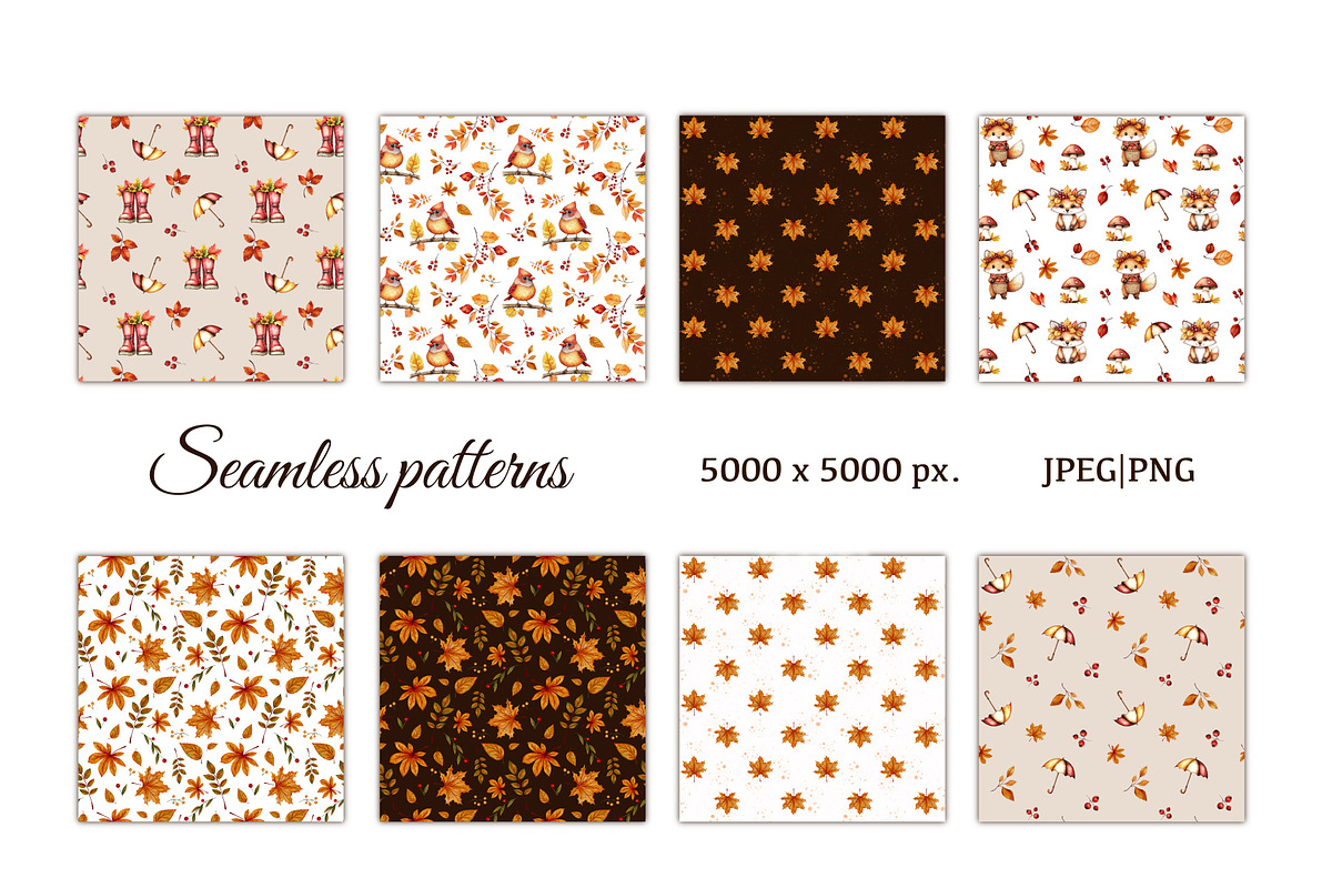 Watercolor Autumn Backgrounds Pack, a Pattern Graphic by ZabolotnaArt (Photo 2 of 7)