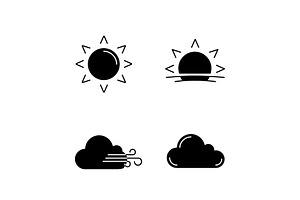 Weather Forecast Glyph Icons Set