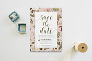 Floral save the date card, an Invitation Template by Chic templates (Thumbnail 1 of 3)
