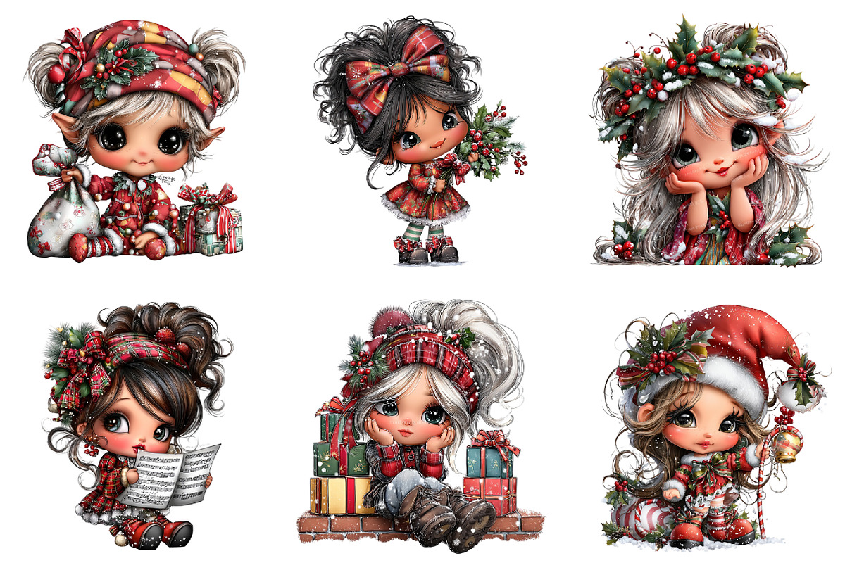 Whimsical Christmas Girl Clipart, an Illustration by DreamArtGraphic (Photo 5 of 5)