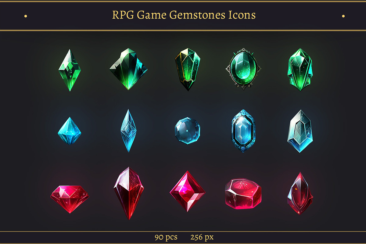 RPG Game Magic Gems Icons Set, a Graphic by Marabu Textures Store (Photo 1 of 2)