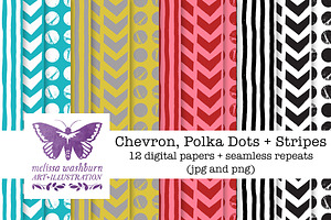 Chevrons, Dots + Stripes Paper Pack
