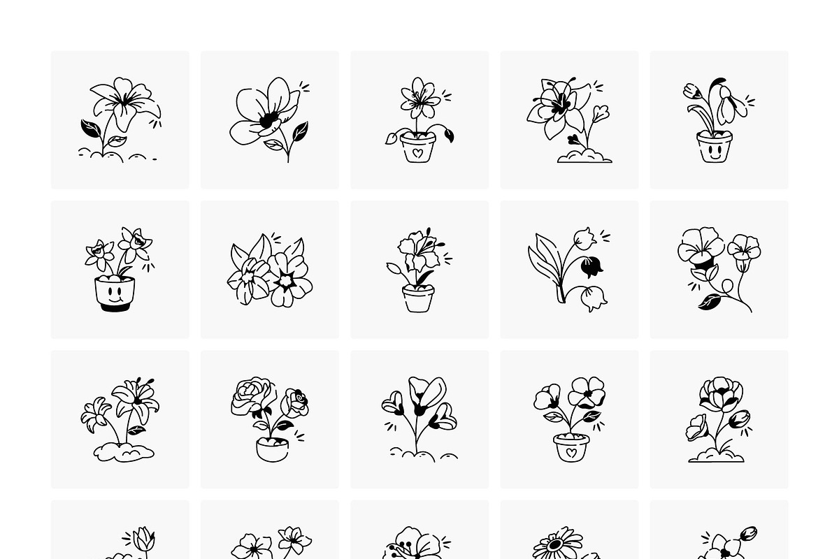 75 Flower Doodles, an Outline Icon by Prosymbols (Photo 5 of 6)