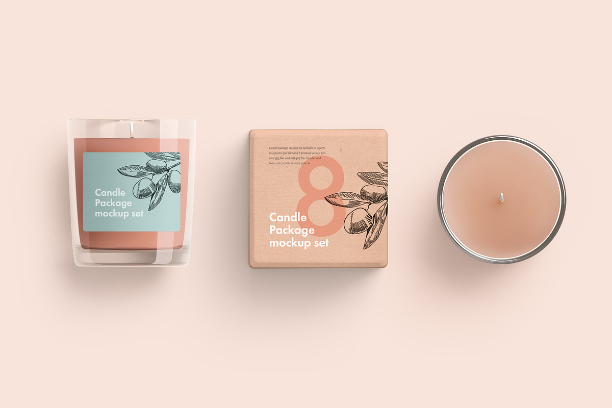 Candle glass and box packaging, a Household Mockup by GraphicWave (Photo 3 of 7)