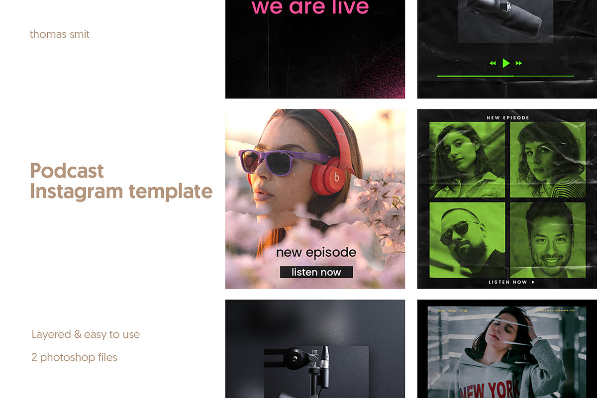 Podcast Instagram template, a Social Media Template by MockupHouse (Photo 2 of 7)