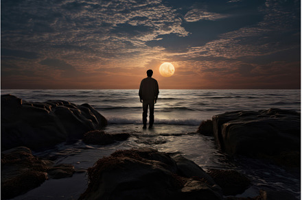 Picturesque Man standing on shore, a Sports & Recreation Photo by Ylivdesign