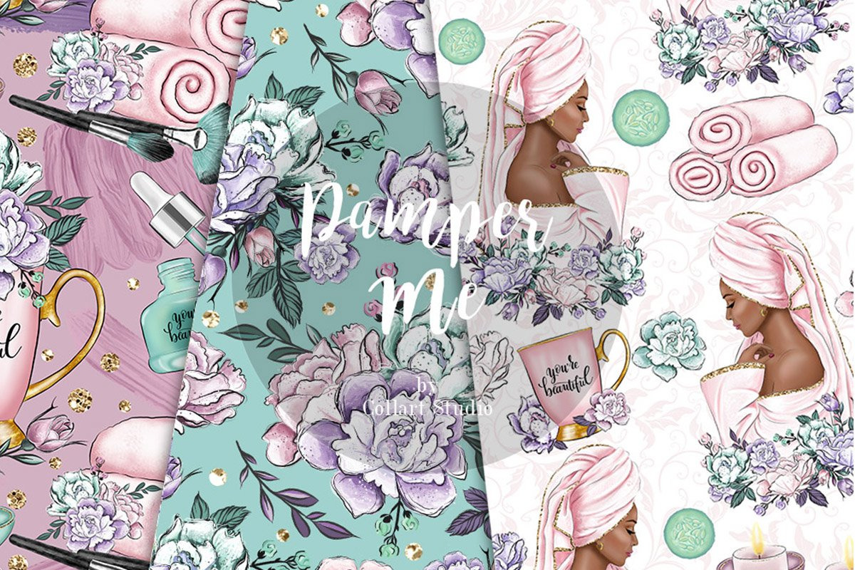 Spa digital paper, Makeup papers, a Pattern Graphic by Collart Studio
