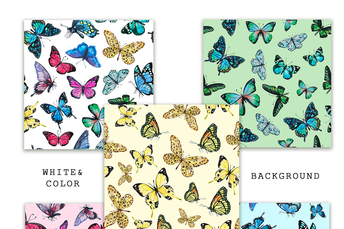 Watercolor Butterfly Seamless Paper, a Pattern Graphic by PatternPalette (Photo 2 of 11)