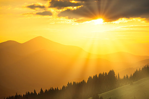 Beautiful sunset in the mountains, a Nature Photo by Vapi