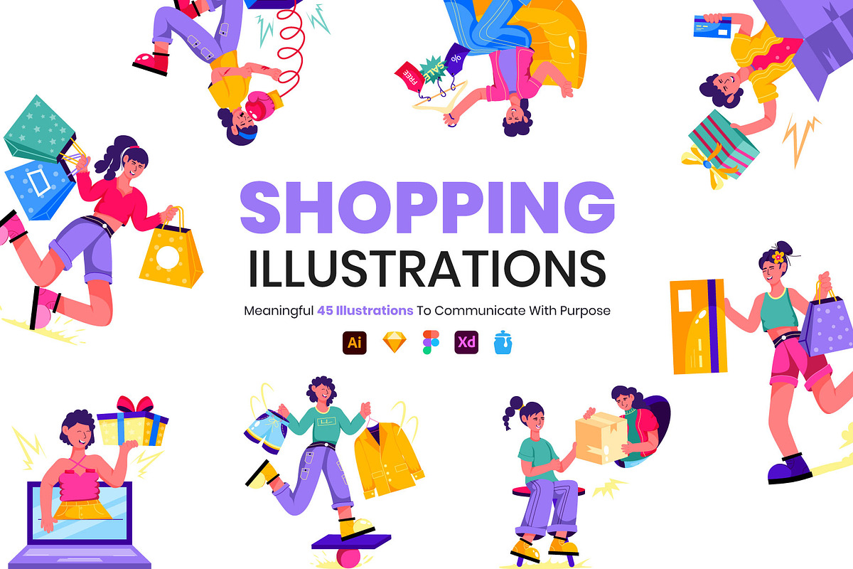Shopping Illustration Set, a Person Illustration by Prosymbols (Photo 1 of 8)