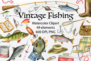 Fly Fishing Watercolor Collection, a Sport Illustration by KathrineWatercolor