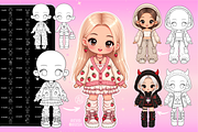 Chibi Procreate Outfit Pose brushes, a Brush Add-On by Revabrush (Thumbnail 10 of 18)