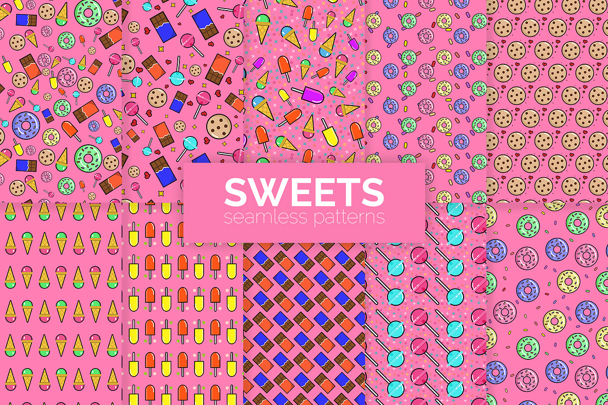 Sweets Seamless Patterns, a Pattern Graphic by 3Y_Design (Photo 1 of 6)