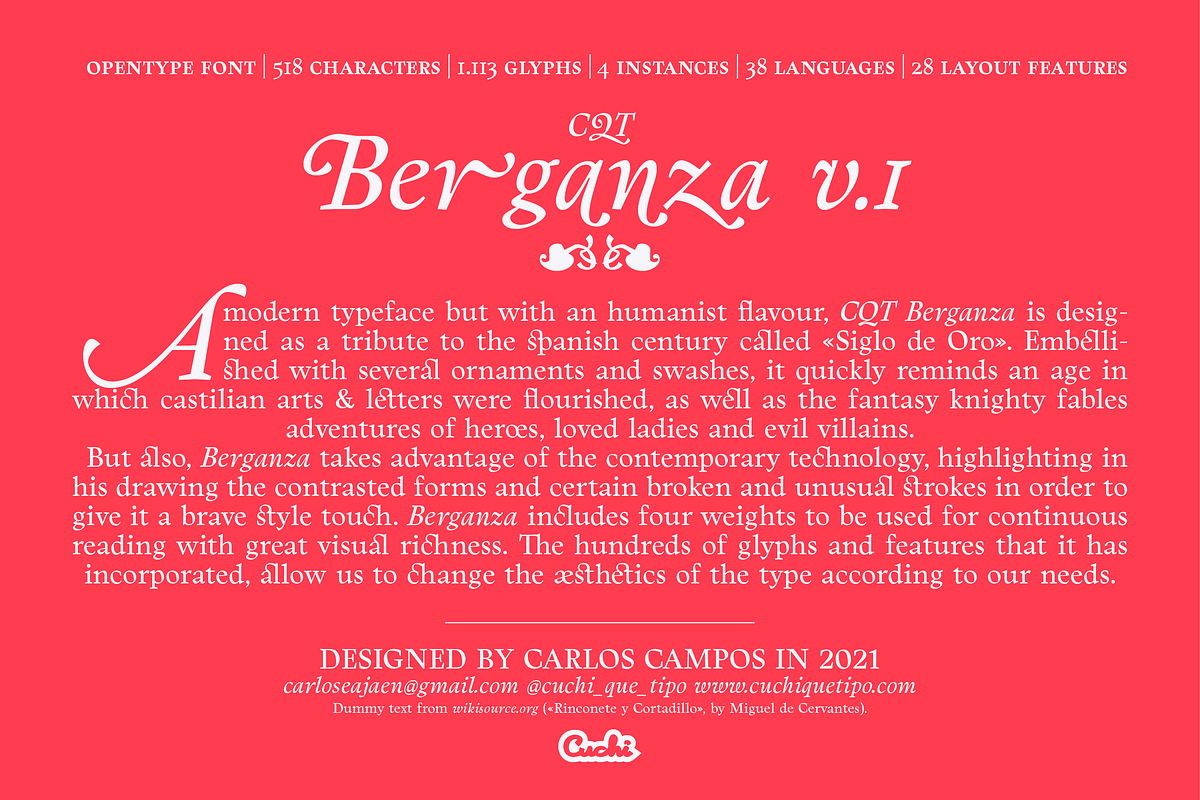Berganza Font, a Serif Font by Cuchi, qué Tipo! Foundry (Photo 10 of 10)