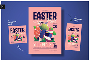Red Gradient Easter Greeting Card, a Flyer Template by Neermana