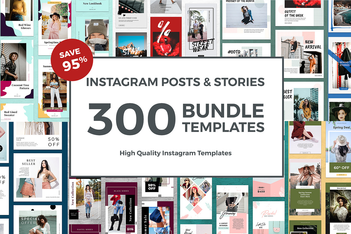 Instagram Templates Bundle 95% OFF, a Social Media Template by UICreative (Photo 1 of 21)