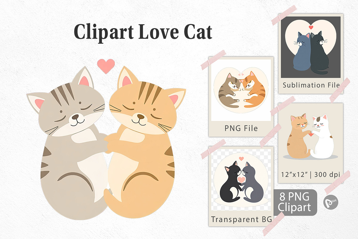 Clipart Love Cat, a Graphic by Artnoy (Photo 1 of 5)