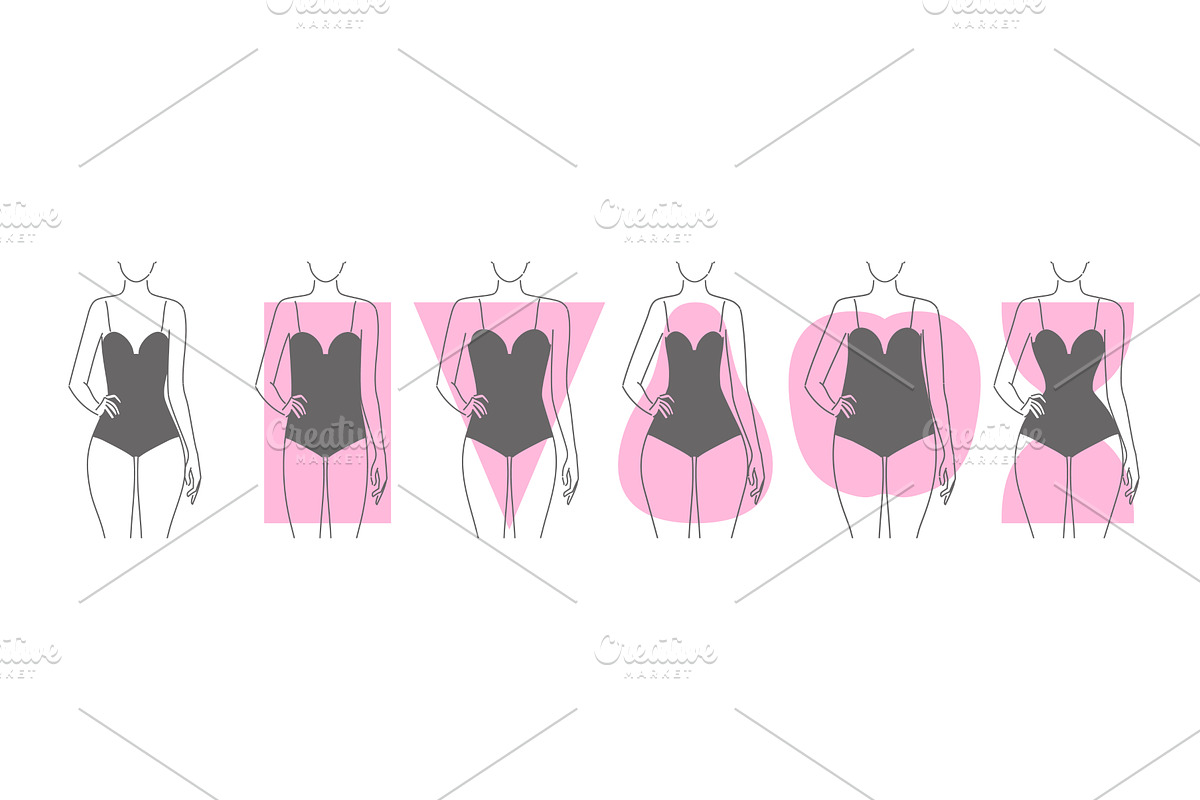 Five types of women s body shapes, an Object Illustration by Alltruecolours