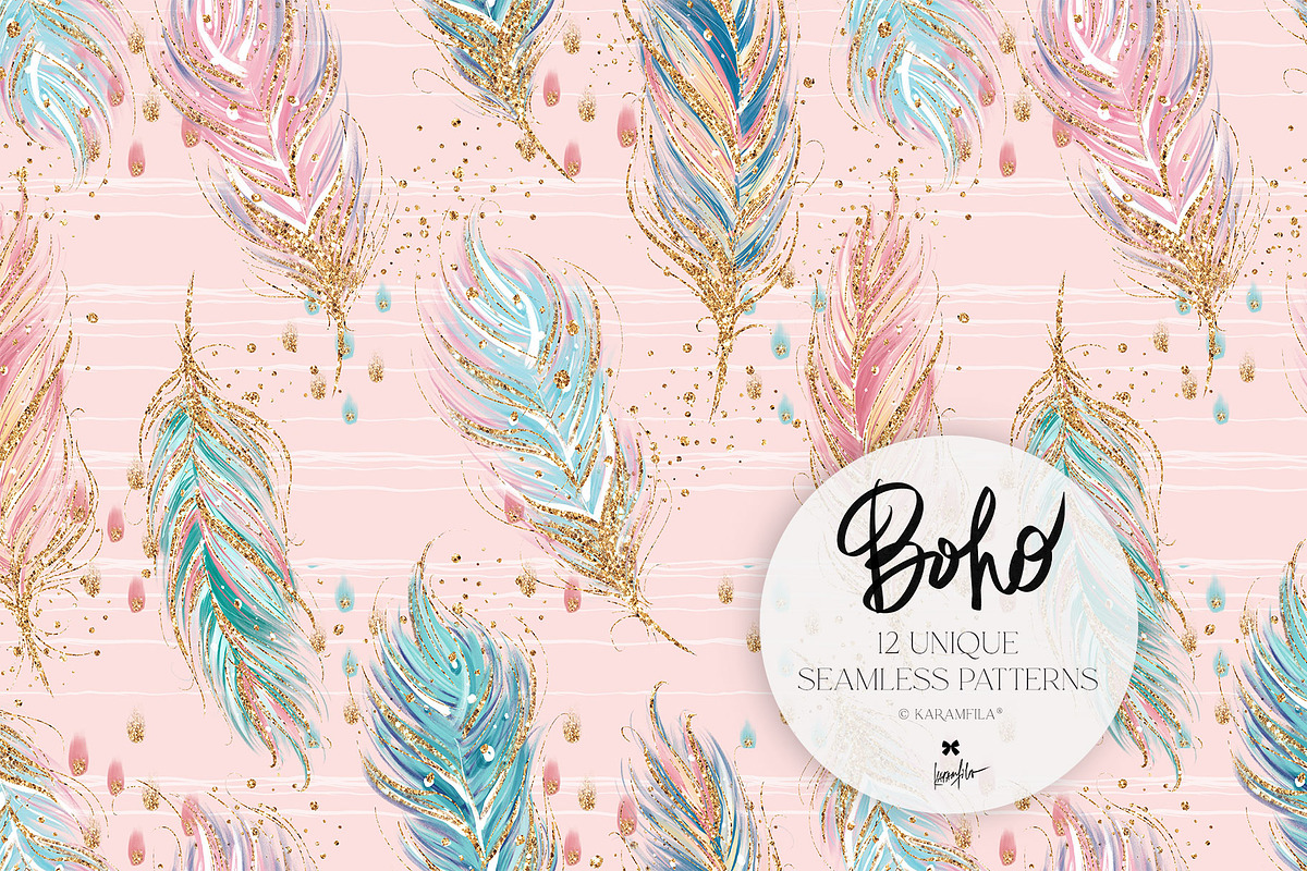 Boho Tribal Animal Seamless Patterns, a Pattern Graphic by KaramfilaS (Photo 7 of 19)