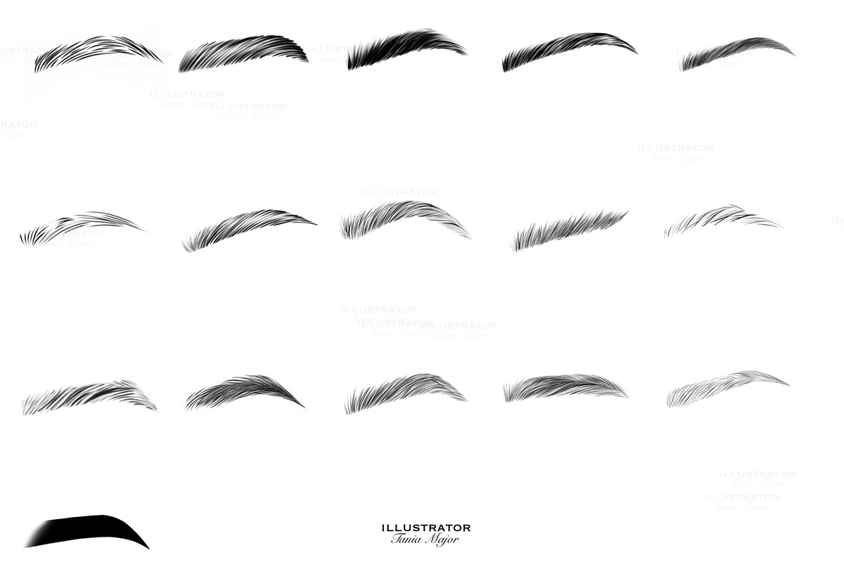 Procreate eyebrows stamp brushes, a Brush Add-On by MajorArtTm (Photo 2 of 4)