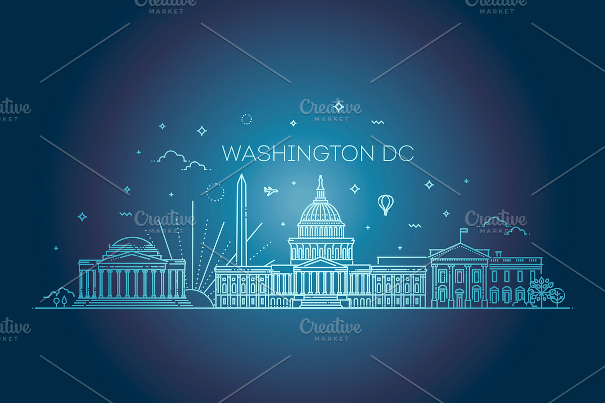 Washington DC City Skyline, an Outline Icon by Tettygreen (Photo 2 of 3)