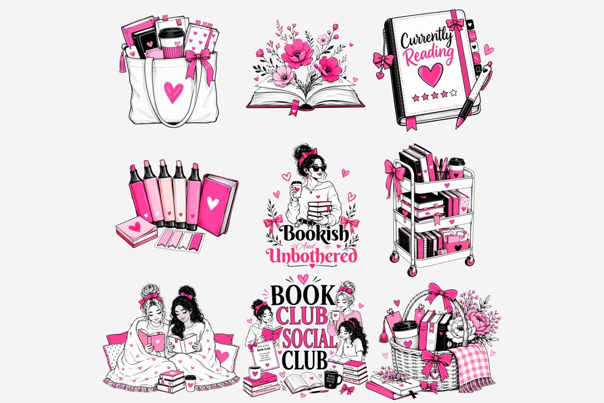 Book Besties Clipart Bundle, a Person Illustration by Tanya Kart (Photo 10 of 12)