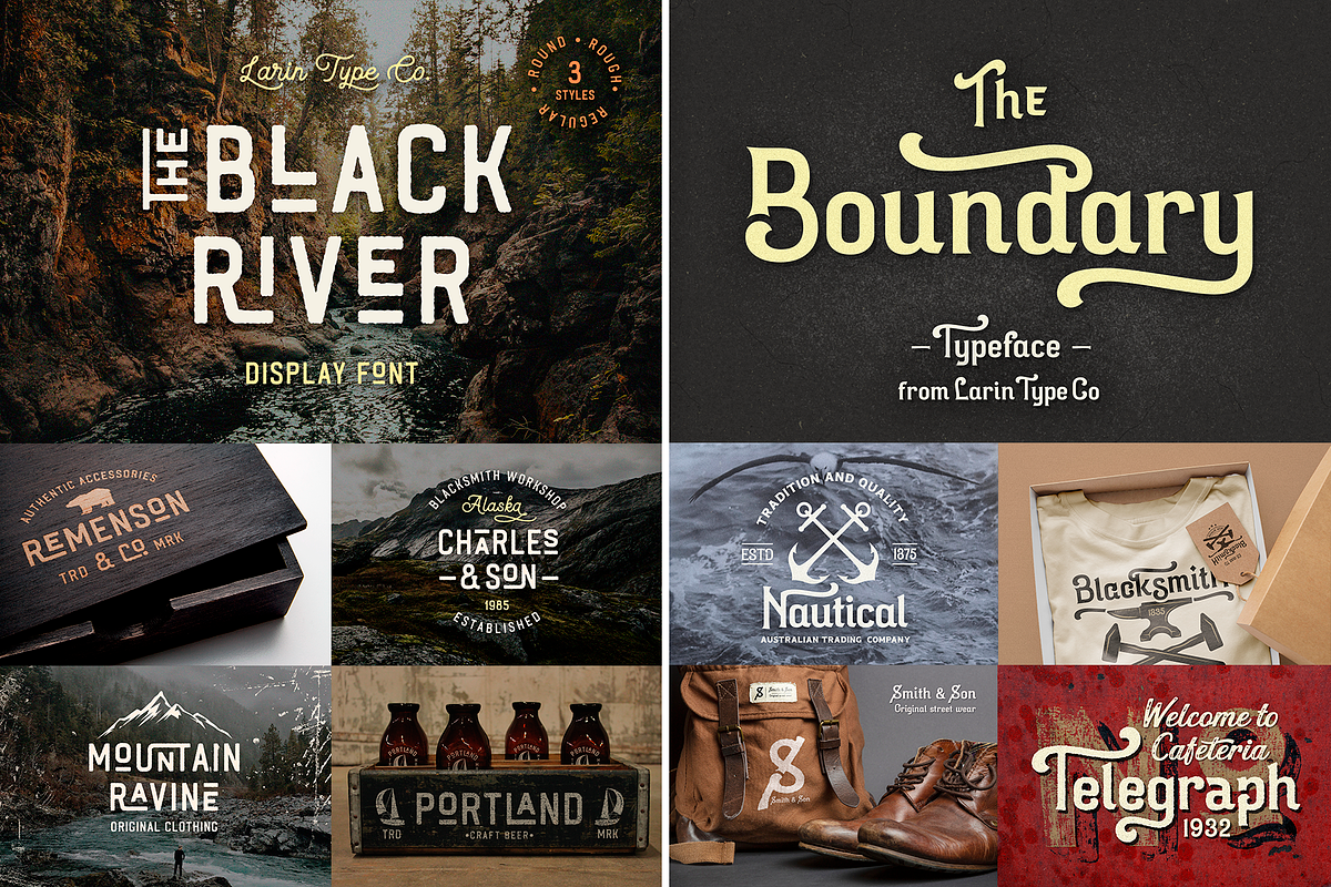 Huge Vintage Font Bundle, a Script Font by Larin Type Co. (Photo 9 of 16)