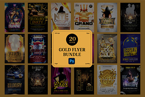 20 Gold Flyer Bundle, a Social Media Template by PopotLane