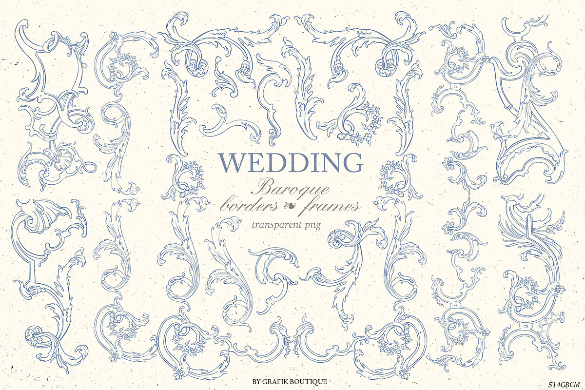Baroque wedding invitation clip art, a Decorative Illustration by GrafikBoutique (Photo 1 of 9)