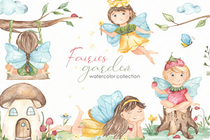 Fairies Garden Watercolor Collection