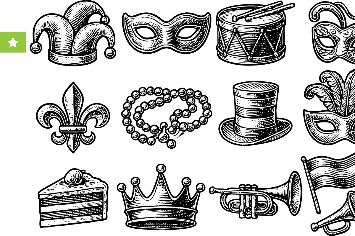 Carnival Festival Vintage Set, an Object Graphic by RT Studio (Photo 1 of 3)