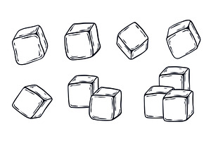Ice cubes illustration set in doodle, an Object Illustration by Tati_Kli