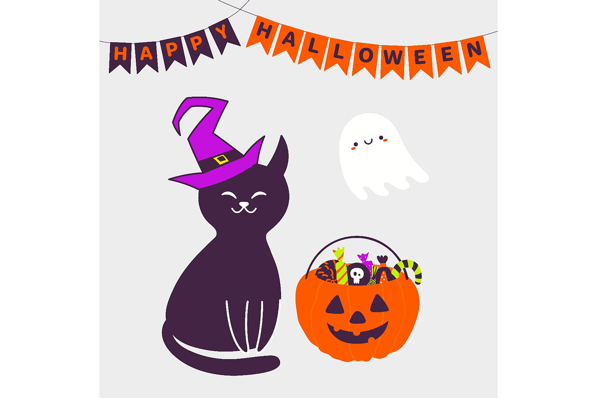 Cute black cat in witch hat, flying, a Seasonal Illustration by sceptical cactus (Photo 1 of 3)