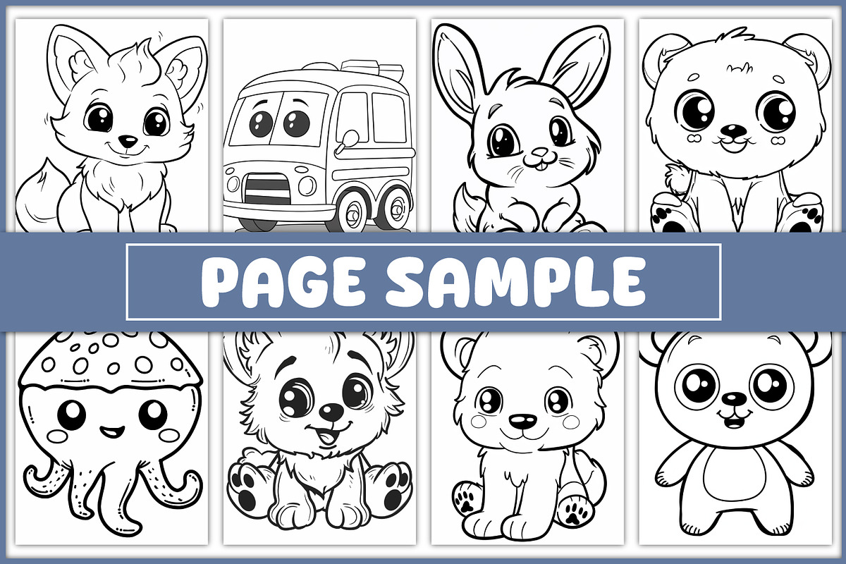 100 Cute Kawaii Coloring Pages, an Education Illustration by BrightMart
