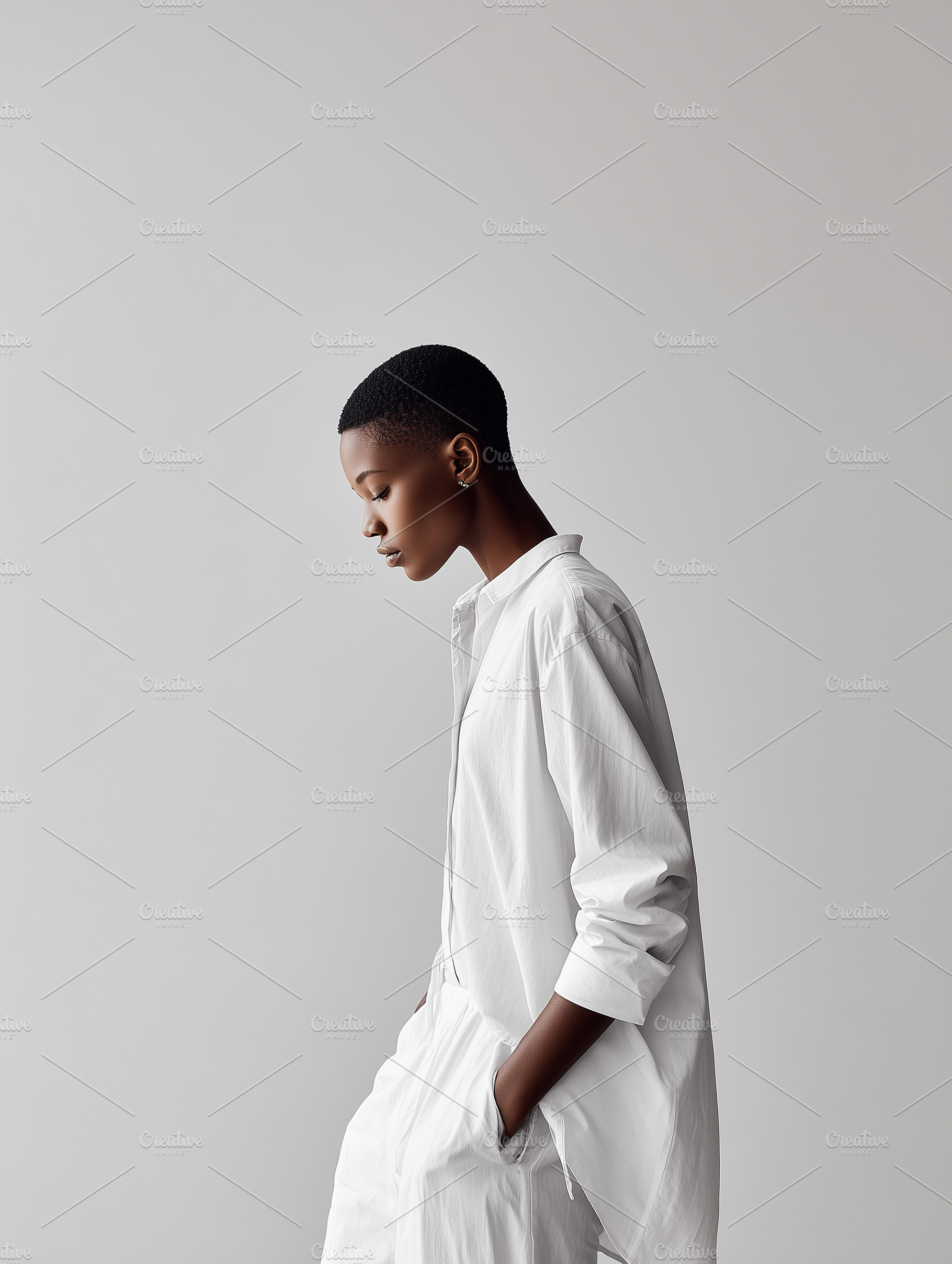 Minimalist side profile portrait of, a Beauty & Fashion Photo by MistyDay