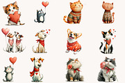 Valentine cat and dog clipart bundle, an Illustration by Designworld (Thumbnail 8 of 10)