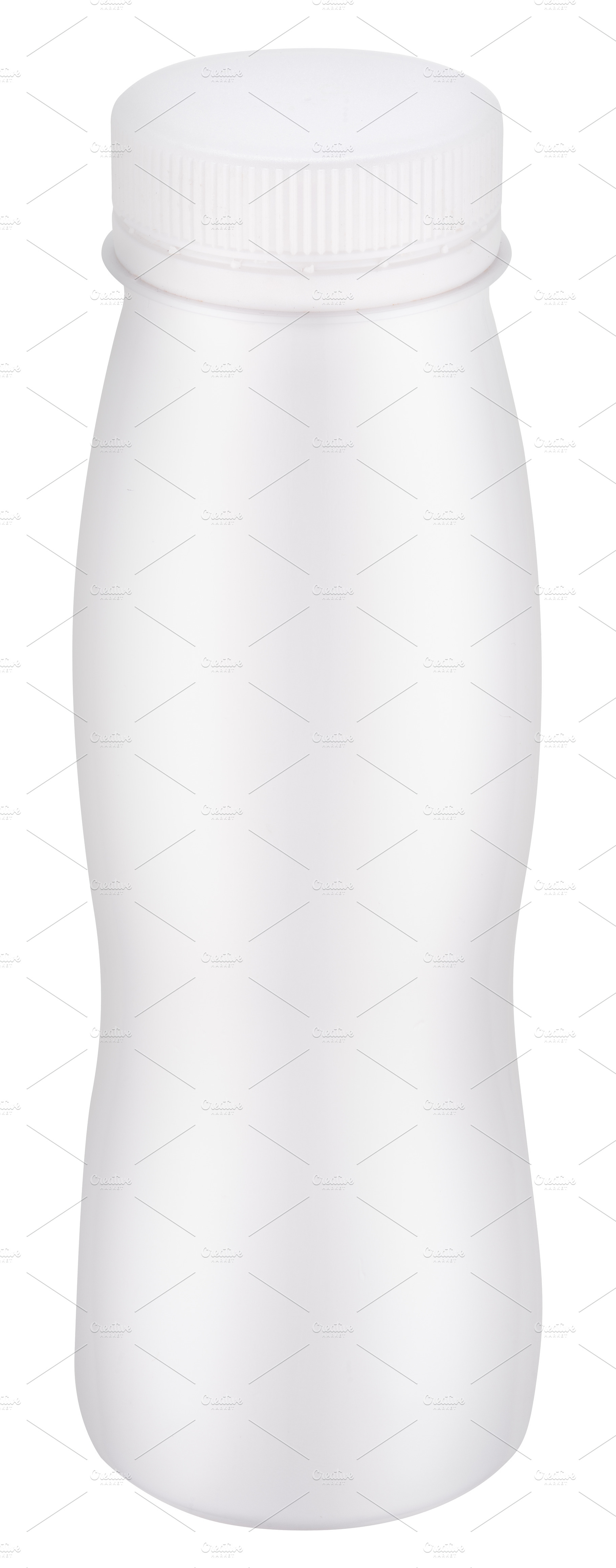White plastic bottle with cap. File contains clipping paths., a Food & Drink Photo by Volff