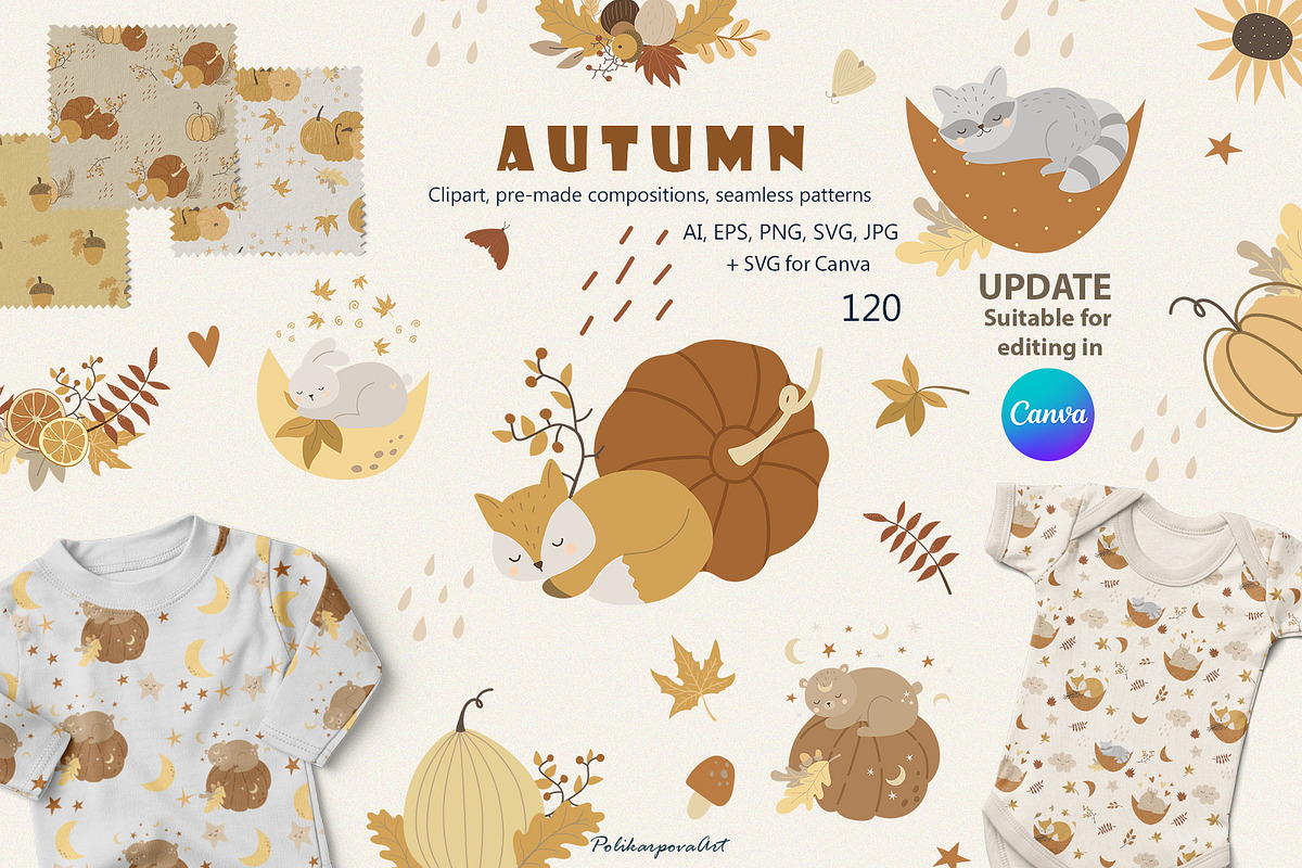 Autumn baby woodland animals, an Animal Illustration by polikarpovaart (Photo 1 of 11)