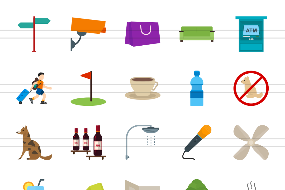 166 Hotel & Relaxation Flat Icons, an Outline Icon by IconBunny (Photo 2 of 6)
