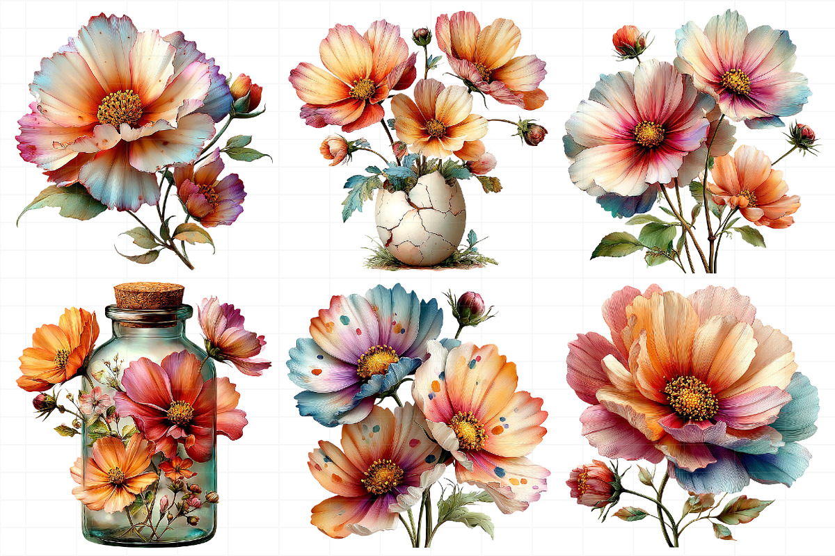 Spring Cosmos Flower Clipart Bundle, an Illustration by Daily.Designs (Photo 7 of 8)