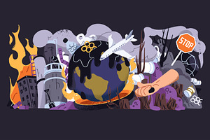 Global warming banners, posters, a Technology Illustration by PaperTrident