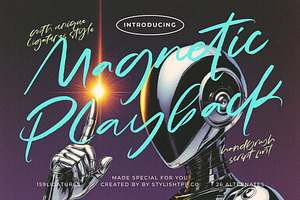 Magnetic Playback Handbrush Script, a Script Font by stylishtype.co