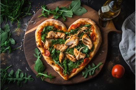 heart-shaped pizza with grilled, a Food & Drink Photo by Sergey Kotenev